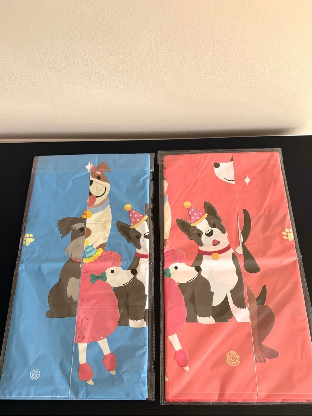 Cartoon Puppy Dog Disposable Plastic Tablecloths Party Supplies 2 Ct Blue Pink